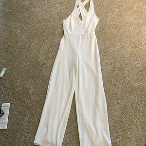 White Jumpsuit- Backless/Crossed Shoulder Straps